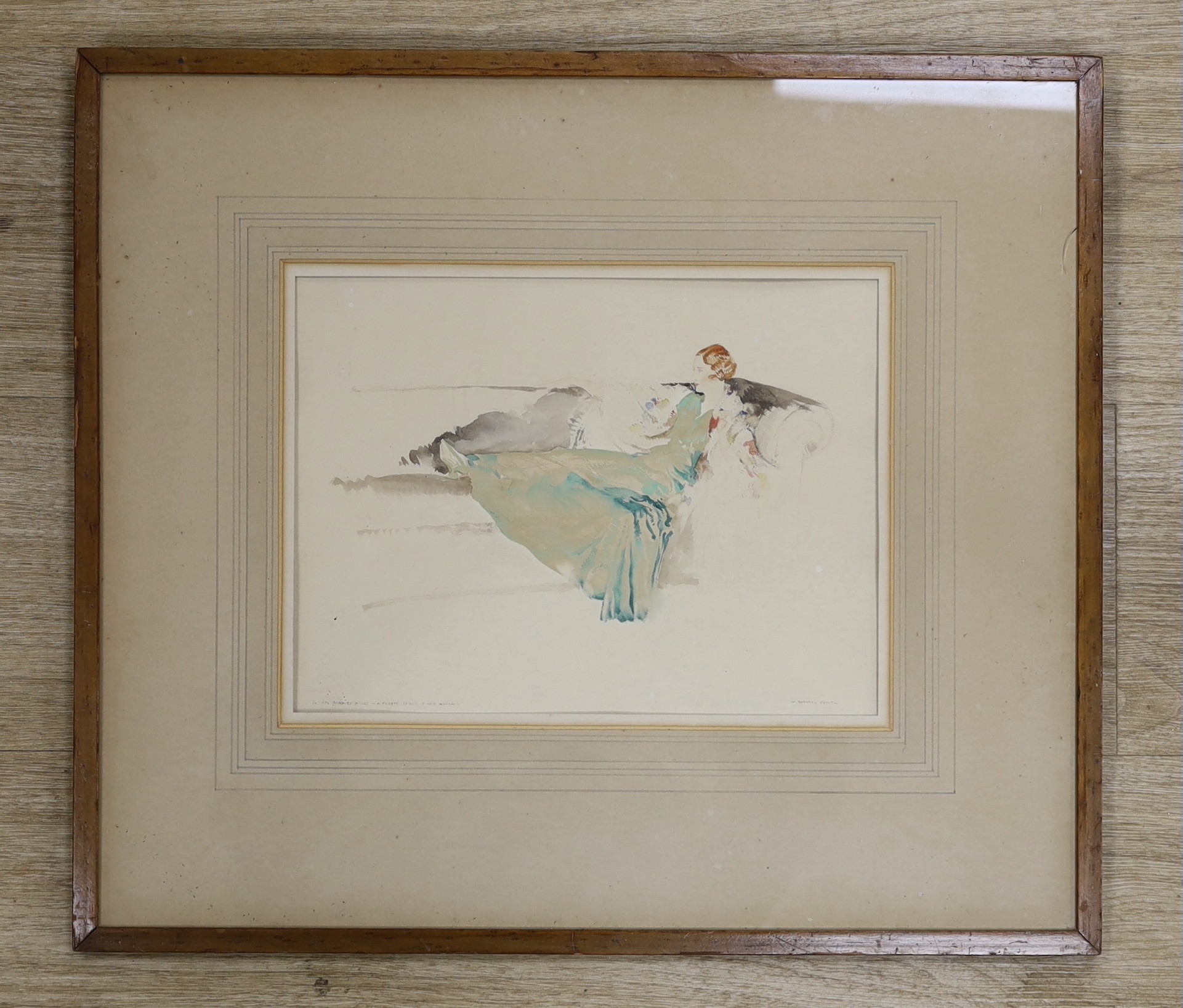 Sir William Russell Flint (1880-1969), watercolour, Portrait of Mrs Bradley Moore, signed and inscribed by the artist, 22 x 29cm
